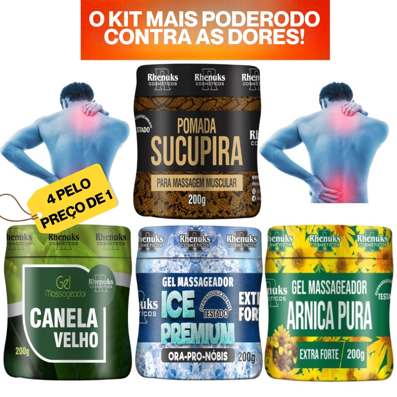 Mix 4 Pomadas Massageadoras Anti Dor Muscular 200g [Resultado Imediato]